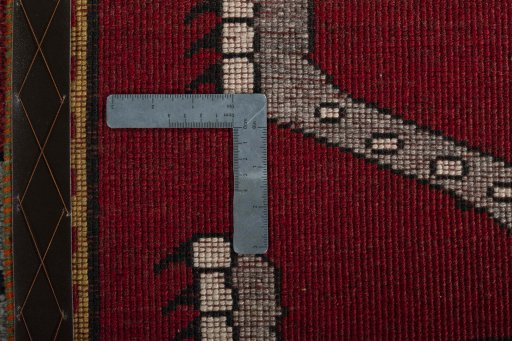 Close-up detail of 2000s Persian Gabbeh rug from Iran / Persia showing Wool weave