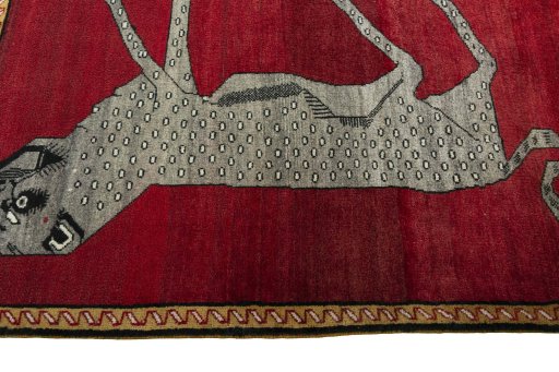 Close-up detail of 2000s Persian Gabbeh rug from Iran / Persia showing Wool weave