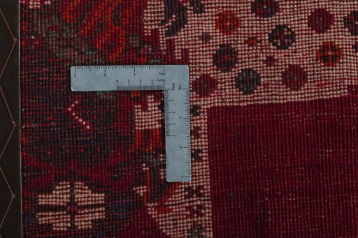Close-up detail of 2000s Persian Gabbeh rug from Iran / Persia showing Wool weave
