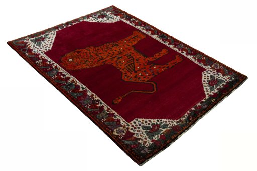 Close-up detail of 2000s Persian Gabbeh rug from Iran / Persia showing Wool weave