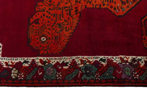 Close-up detail of 2000s Persian Gabbeh rug from Iran / Persia showing Wool weave
