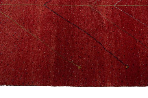 Close-up detail of New Persian Gabbeh rug from Iran / Persia showing Wool weave