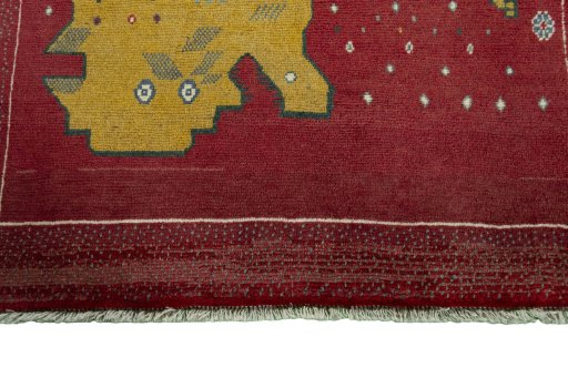 Central medallion detail of 2000s Persian Gabbeh rug from Iran / Persia