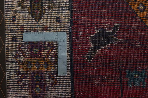 Close-up detail of 2000s Persian Gabbeh rug from Iran / Persia showing Wool weave