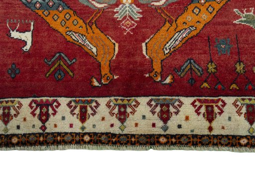 Central medallion detail of 2000s Persian Gabbeh rug from Iran / Persia