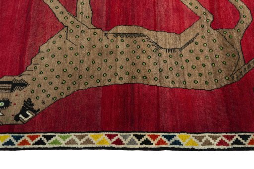 Close-up detail of 2000s Persian Gabbeh rug from Iran / Persia showing Wool weave