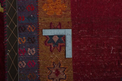 Close-up detail of 2000s Persian Gabbeh rug from Iran / Persia showing Wool weave