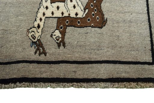 Central medallion detail of 2000s Persian Gabbeh rug from Iran / Persia