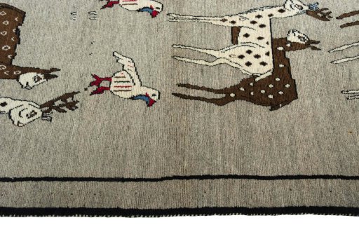 Close-up detail of 2000s Persian Gabbeh rug from Iran / Persia showing Wool weave