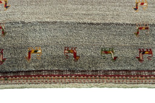 Central medallion detail of 2000s Persian Gabbeh rug from Iran / Persia
