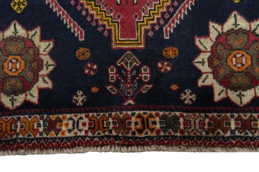 Close-up detail of 2000s Persian Gabbeh rug from Iran / Persia showing Wool weave