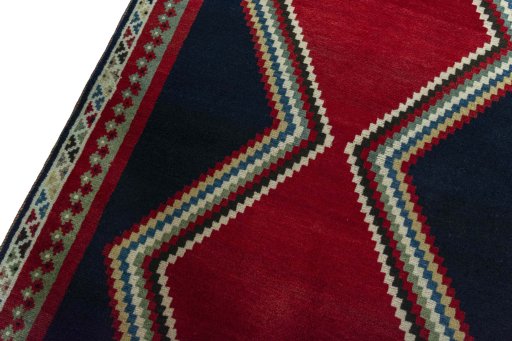 Backside of handmade 2000s Persian Gabbeh rug showing knot structure and weave density