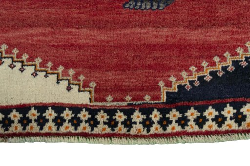 Central medallion detail of 2000s Persian Gabbeh rug from Iran / Persia