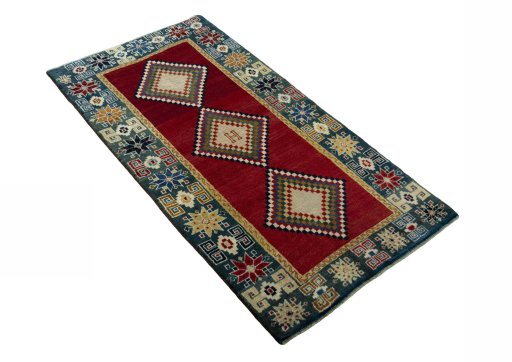 Close-up detail of 2000s Persian Gabbeh rug from Iran / Persia showing Wool weave