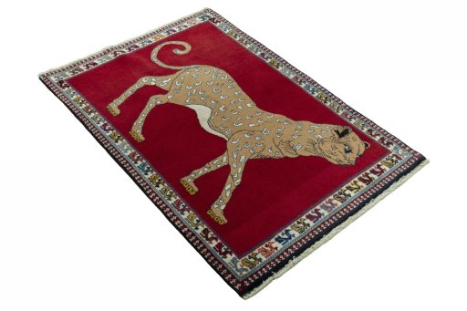 Close-up detail of 2000s Persian Gabbeh rug from Iran / Persia showing Wool weave