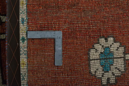Close-up detail of 1970s Persian Gabbeh rug from Iran / Persia showing Wool weave