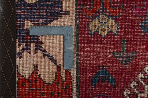Close-up detail of 2000s Persian Gabbeh rug from Iran / Persia showing Wool weave