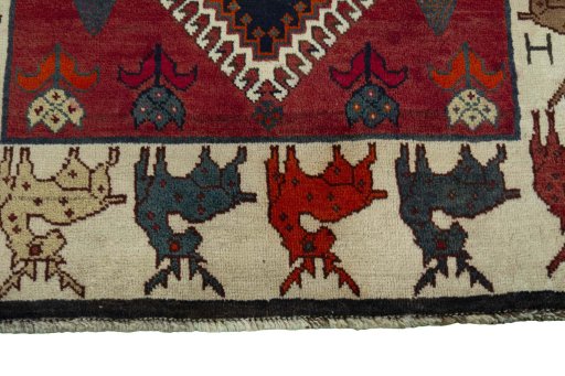 Central medallion detail of 2000s Persian Gabbeh rug from Iran / Persia