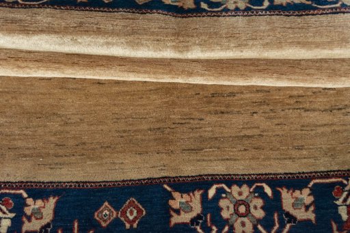 Full view of 2000s Persian Gabbeh rug from Iran / Persia, 190 × 145 cm in Beige tones