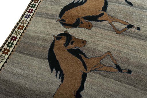 Backside of handmade 2000s Persian Gabbeh rug showing knot structure and weave density