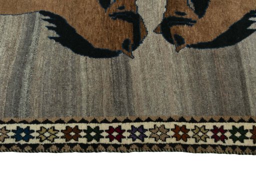Close-up detail of 2000s Persian Gabbeh rug from Iran / Persia showing Wool weave