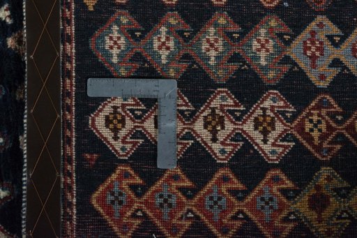 Close-up detail of 2000s Persian Gabbeh rug from Iran / Persia showing Wool weave