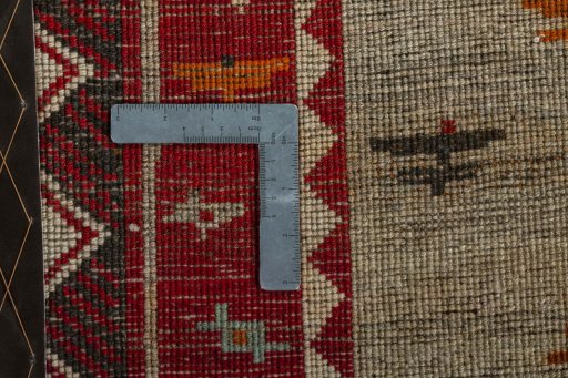 Close-up detail of 2000s Persian Gabbeh rug from Iran / Persia showing Wool weave