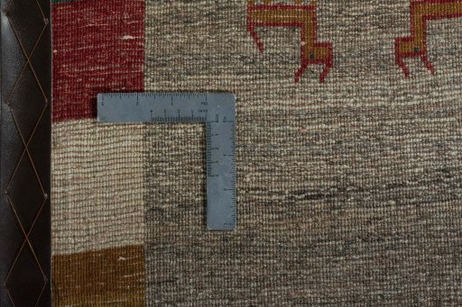 Close-up detail of New Persian Gabbeh rug from Iran / Persia showing Wool weave