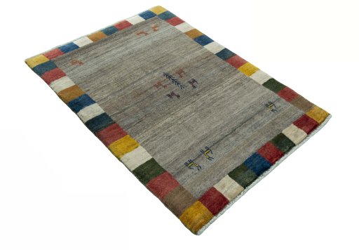 Close-up detail of New Persian Gabbeh rug from Iran / Persia showing Wool weave