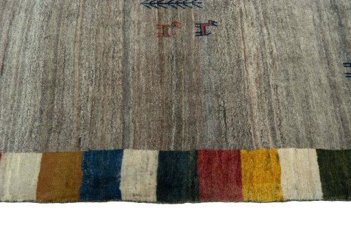 Close-up detail of New Persian Gabbeh rug from Iran / Persia showing Wool weave