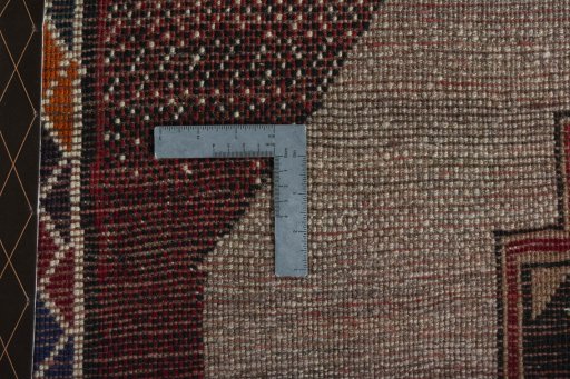 Close-up detail of 2000s Persian Gabbeh rug from Iran / Persia showing Wool weave