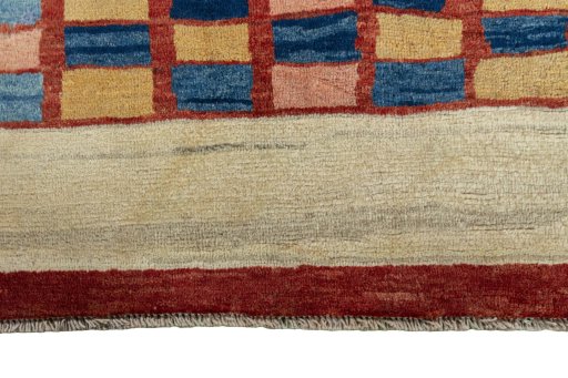 Central medallion detail of 2000s Persian Gabbeh rug from Iran / Persia