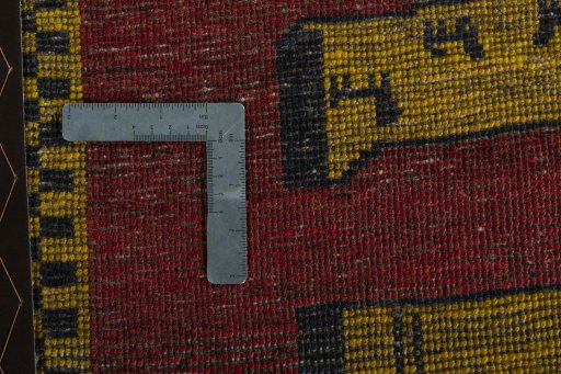 Close-up detail of 2000s Persian Gabbeh rug from Iran / Persia showing Wool weave