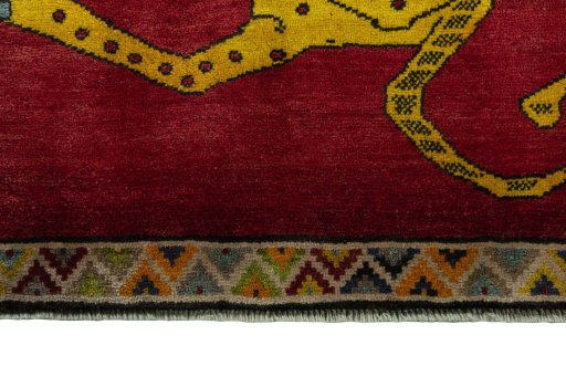 Central medallion detail of 2000s Persian Gabbeh rug from Iran / Persia