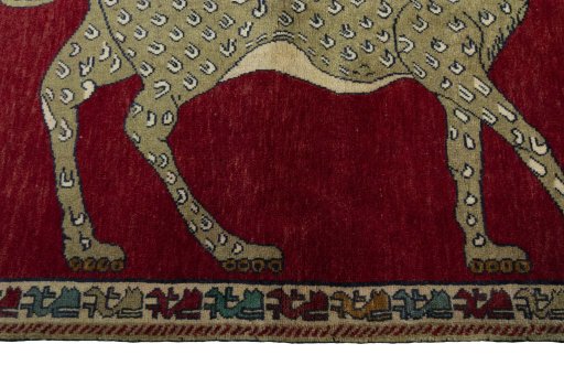 Close-up detail of 2000s Persian Gabbeh rug from Iran / Persia showing Wool weave