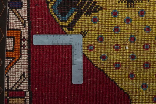 Close-up detail of 2000s Persian Gabbeh rug from Iran / Persia showing Wool weave