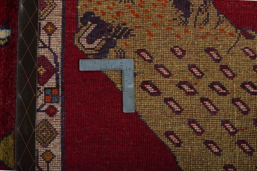 Close-up detail of 2000s Persian Gabbeh rug from Iran / Persia showing Wool weave