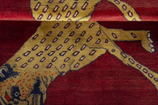 Full view of 2000s Persian Gabbeh rug from Iran / Persia, 172 × 109 cm in Red tones