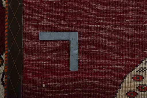 Close-up detail of 2000s Persian Gabbeh rug from Iran / Persia showing Wool weave