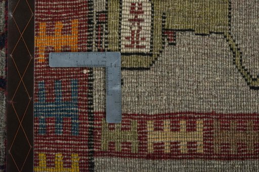 Close-up detail of 2000s Persian Gabbeh rug from Iran / Persia showing Wool weave