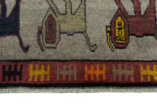 Central medallion detail of 2000s Persian Gabbeh rug from Iran / Persia