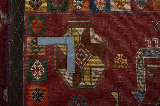 Close-up detail of 2000s Persian Gabbeh rug from Iran / Persia showing Wool weave