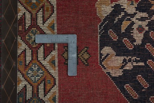 Close-up detail of 2000s Persian Gabbeh rug from Iran / Persia showing Wool weave