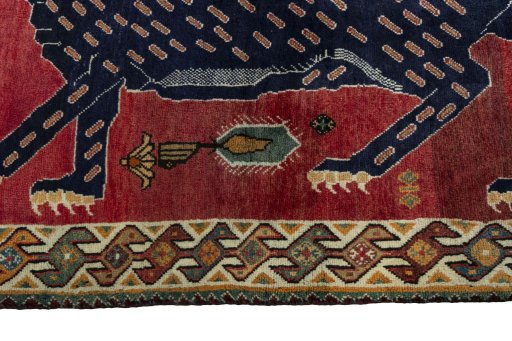 Close-up detail of 2000s Persian Gabbeh rug from Iran / Persia showing Wool weave