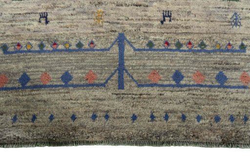 Central medallion detail of 2000s Persian Gabbeh rug from Iran / Persia
