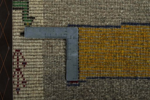 Close-up detail of 2000s Persian Gabbeh rug from Iran / Persia showing Wool weave