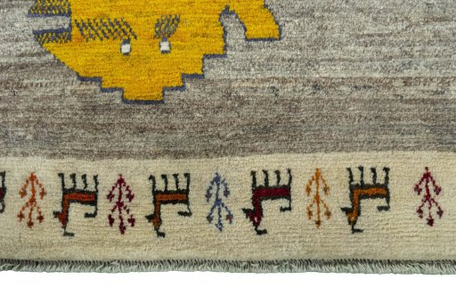 Central medallion detail of 2000s Persian Gabbeh rug from Iran / Persia