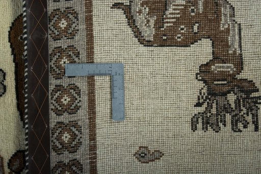 Close-up detail of 2000s Persian Gabbeh rug from Iran / Persia showing Wool weave