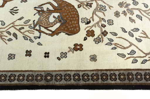 Close-up detail of 2000s Persian Gabbeh rug from Iran / Persia showing Wool weave
