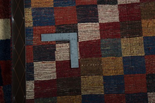 Close-up detail of New Persian Gabbeh rug from Iran / Persia showing Wool weave